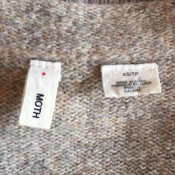 Moth cardigan tan button up sweater size xsmall ruffle detail - Picture 6 of 9